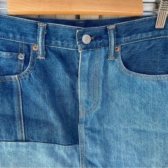 ✨Anthropologie Levi's Blue Denim Mini Patchwork Vintage Style Skirt - Picture 4 of 10
